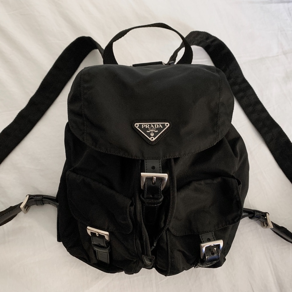 Prada Vela Small Nylon Two-Pocket Backpack